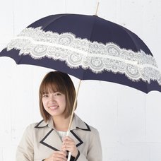 pink trick Lace & Ribbon Umbrella (Rain/UV Protective) - Navy