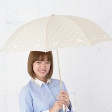 pink trick Polka Dot & Ribbon Collapsible Umbrella (Rain/UV Protective)