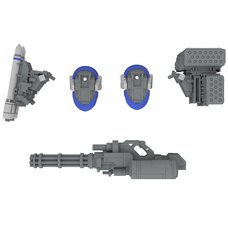 Powerdolls 2 X-4+(PD-802) Armored Infantry Weapon Set 3 (Shoulder Parts for Mounting Weapons & DRu35 MLC & R25 Rocket & M7A Gatling Gun) 1/35 Scale Plastic Model Kit (Re-run)