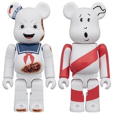 BE@RBRICK Ghostbusters Stay Puft Marshmallow Man Angry Face & No Ghost 100% 2-Pack Set