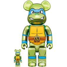 BE＠RBRICK Teenage Mutant Ninja Turtles Leonardo: Chrome Ver. 100％ & 400％ Set