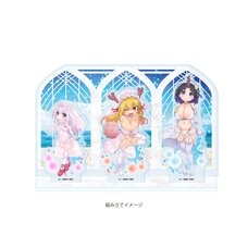 Miss Kobayashi's Dragon Maid Acrylic Diorama Tohru & Kanna & Elma: Swimsuit Wedding Ver.