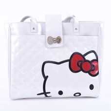 Hello Kitty White Quilted Structured Tote Bag
