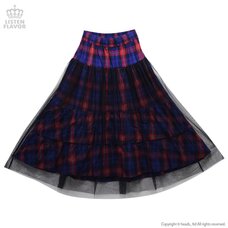 LISTEN FLAVOR See-through Layered Plaid Long Skirt