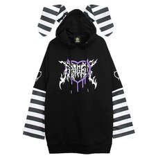 LISTEN FLAVOR Usamimi Stripe Layered Style Hoodie