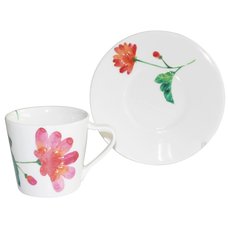Hana Ichirin Mino Ware Japanese Anemone Mug & Plate