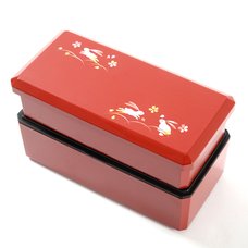 Red Maki-e Rabbit Slim Bento Box Set