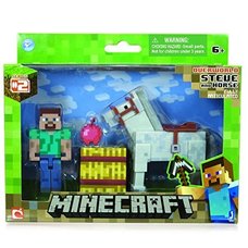 Minecraft Overworld Steve & White Horse 2-Pack
