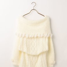 LIZ LISA Off-Shoulder Fur Knit Dress