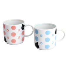 Polka Dots & Cats Mino Ware Mug Set