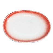 Red Mino Ware Oval Plate