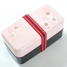 Pink Maki-e Cherry Blossom 2-Tier Bento Box