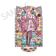 Hatsune Miku x Lucky Cat x Midsummer Kumagaya Stained Glass-Style Finish Acrylic Stand Megurine Luka Art by Icomochi