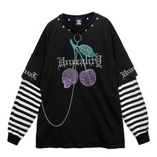 LISTEN FLAVOR Skull Cherry Fake Layered Pullover