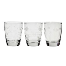 Flower Etched Glass Set A