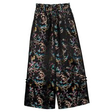 LISTEN FLAVOR Dragon China Brocade Pants Black Dragon