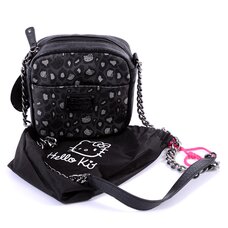 Hello Kitty Black & Gray Leopard Print Chain Crossbody Bag
