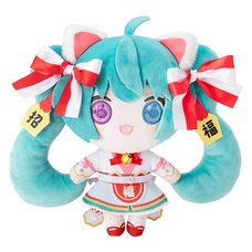 Hatsune Miku x Lucky Cat Hatsune Miku White Cat Plush Standard Art by Rassu