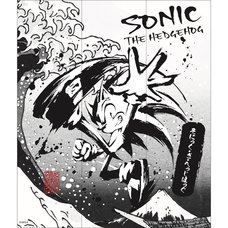 Sonic the Hedgehog Tokyo Tegaki Yuzen Silk Noren - Black and White