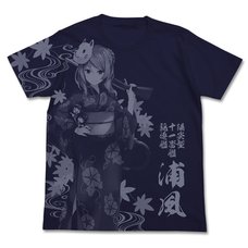 Kantai Collection -KanColle- Yukata Urakaze All-Over Print Navy T-Shirt