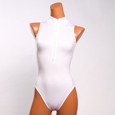 REALISE Front Zipper Competitive Swimwear Costume (White)