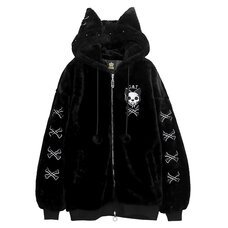 LISTEN FLAVOR Nekomimi Skull Cat Fur Blouson