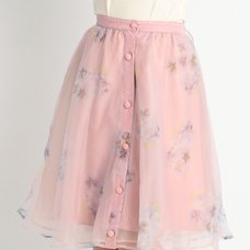 LIZ LISA Pansy Pattern Organdy Skirt (Pink)