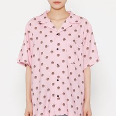 Junji Ito R4G Uzumaki Dots Pink Open Collar Shirt