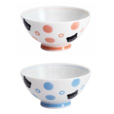Polka Dots & Cats Mino Ware Rice Bowl