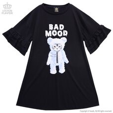LISTEN FLAVOR Bad Mood Cat Frill Sleeve Dress