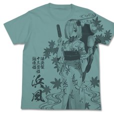 Kantai Collection -KanColle- Yukata Hamakaze All-Over Print Sage Blue T-Shirt