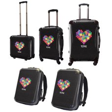 Tetris Art Suitcase & Rucksack Collection: Heart (Black)