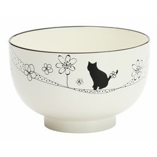 Flowers & Cat Lacquerware Soup Bowl