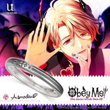 Obey Me! Asmodeus Black-Coated Silver Ring