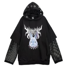 LISTEN FLAVOR Mad Rabbit Fake Layered Sleeve Mesh Hoodie