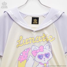 LISTEN FLAVOR Lunatic Cat Short Sleeve Long Sailor Shirt