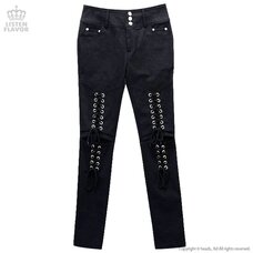 LISTEN FLAVOR Knee Hole Lace-Up Skinny Pants