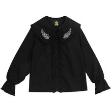 LISTEN FLAVOR Angel's Wings Frill Shirt w/ Ribbon