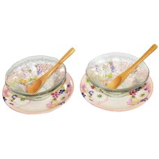 Hana Zukushi Mino Ware Glass Dessert Bowl Set