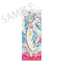 Hatsune Miku x Lucky Cat x Midsummer Kumagaya - Almost Life-size Tapestry Hatsune Miku White Cat Art by Icomochi