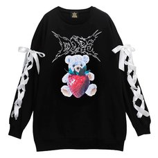LISTEN FLAVOR Strawberry Bear Lace-Up Sleeve Pullover
