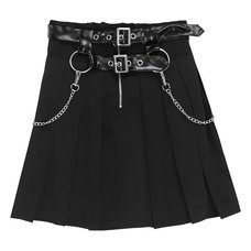 LISTEN FLAVOR Center Zip Skirt w/ Chain