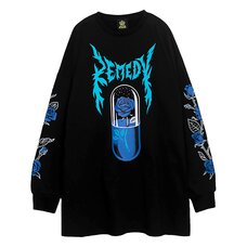 LISTEN FLAVOR Blue Rose Capsule Sweatshirt Black