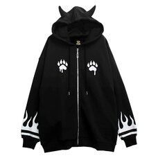 LISTEN FLAVOR Tiger and Fire Horn Pad Zip Hoodie