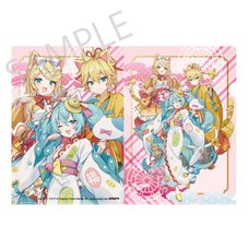 Hatsune Miku x Lucky Cat x Midsummer Kumagaya Clear File Hatsune Miku White Cat / Kagamine Rin & Len Art by Icomochi