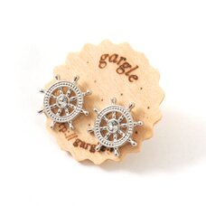 gargle Ship's Wheel Silver Earrings