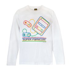 King of Games Super Famicom White Long Sleeve T-Shirt w/ Collector's Box & Logo Badge