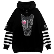 LISTEN FLAVOR Cat-Type Gas Mask Layered-Style Hoodie