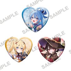 KonoSuba: God’s Blessing on This Wonderful World! Valentine 2026 Newly Drawn Heart-shaped Tin Badge Set