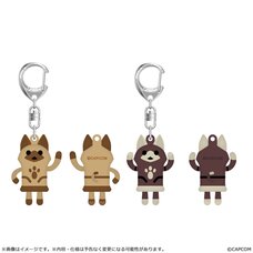 Monster Hunter Wilds Rubber Key Chain Dancing White Cat & Dancing Black Cat Set